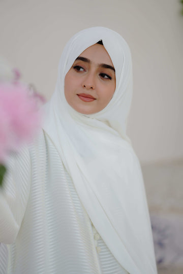 Nura White Layer Abaya - Dhaagey