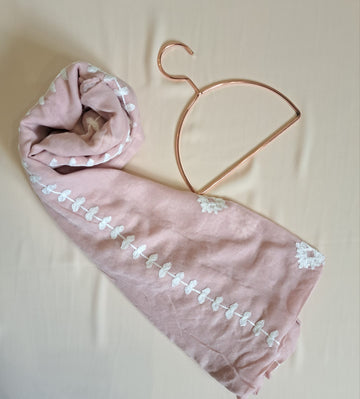 Lawn Embroidered Stole - Blush Pink - Dhaagey