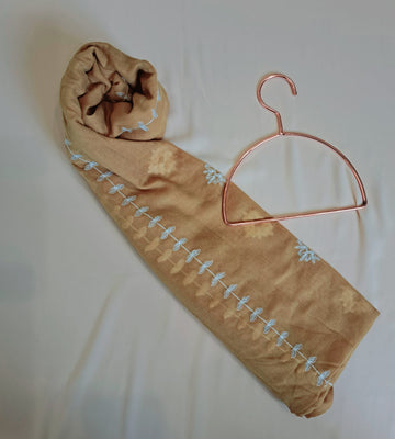 Lawn Embroidered Stole - Mustard - Dhaagey