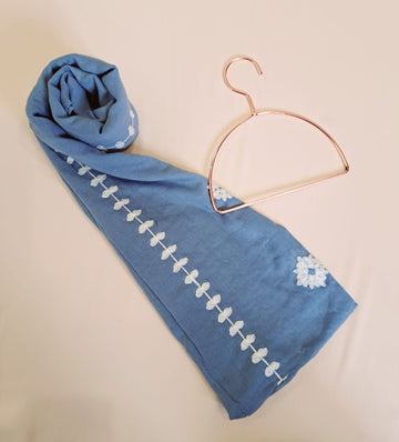Lawn Embroidered Stole - Blue - Dhaagey