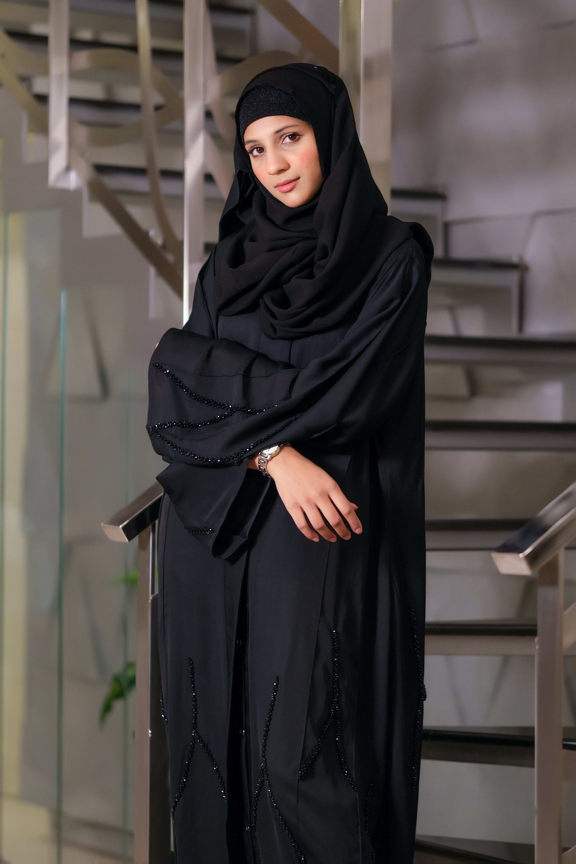 Emerald Black Abaya - Dhaagey 