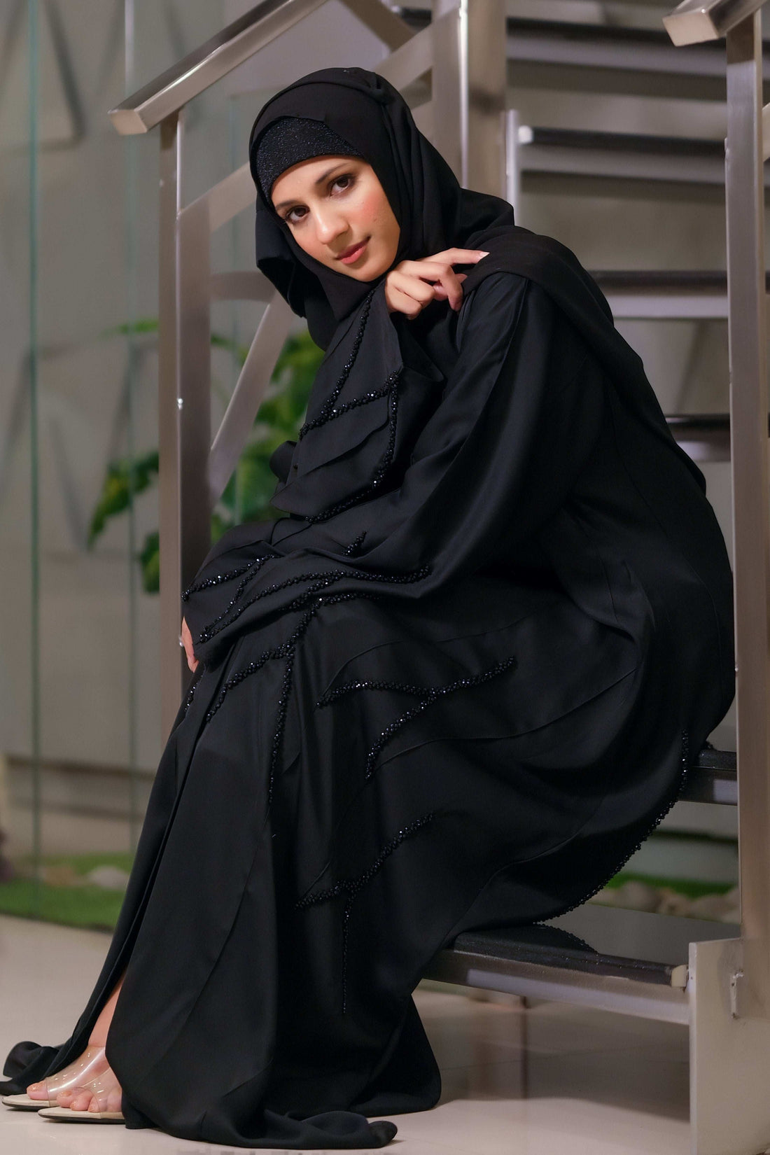 Emerald Black Abaya - Dhaagey 