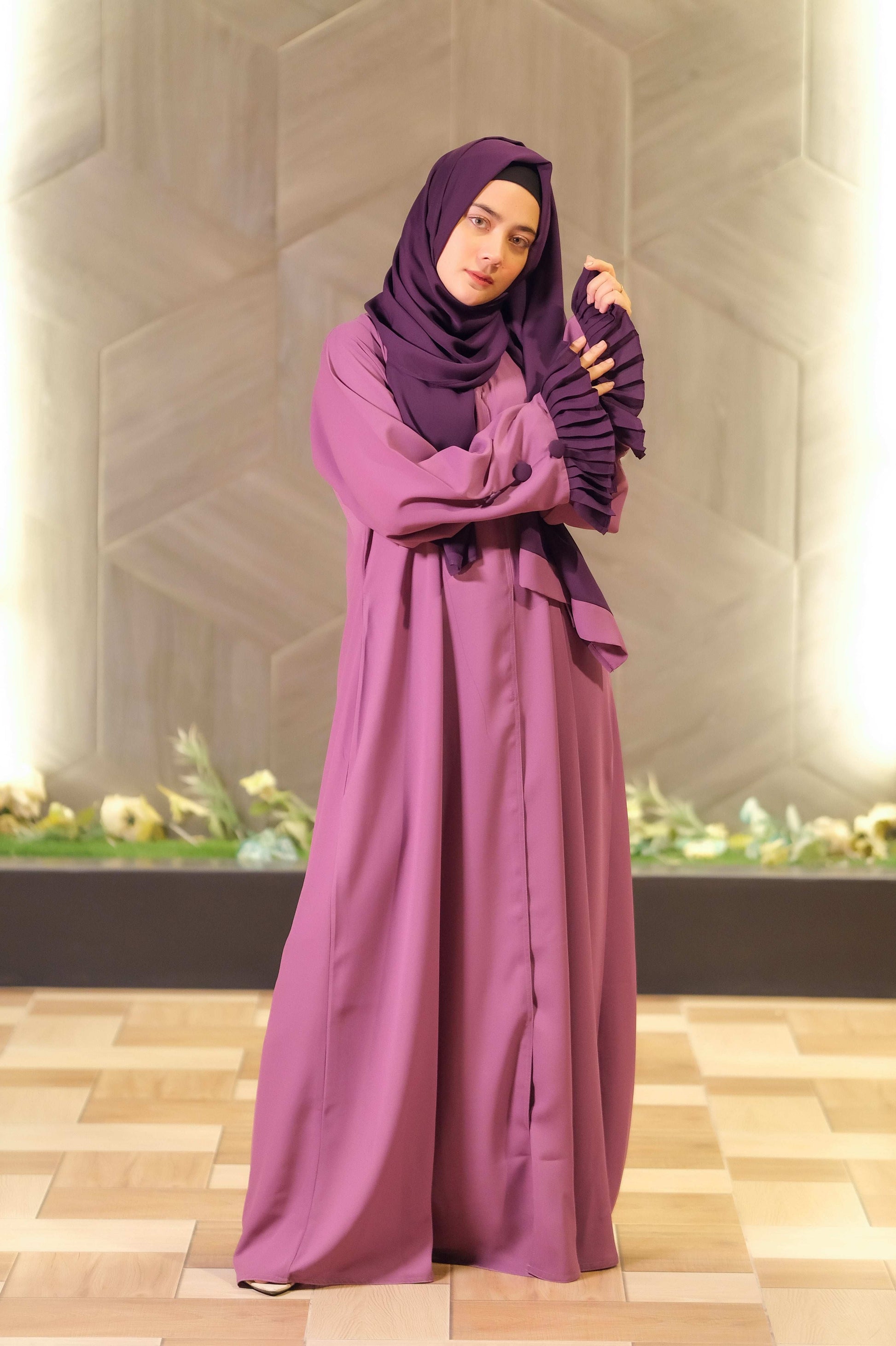 Lavender Dusk Abaya - Dhaagey 
