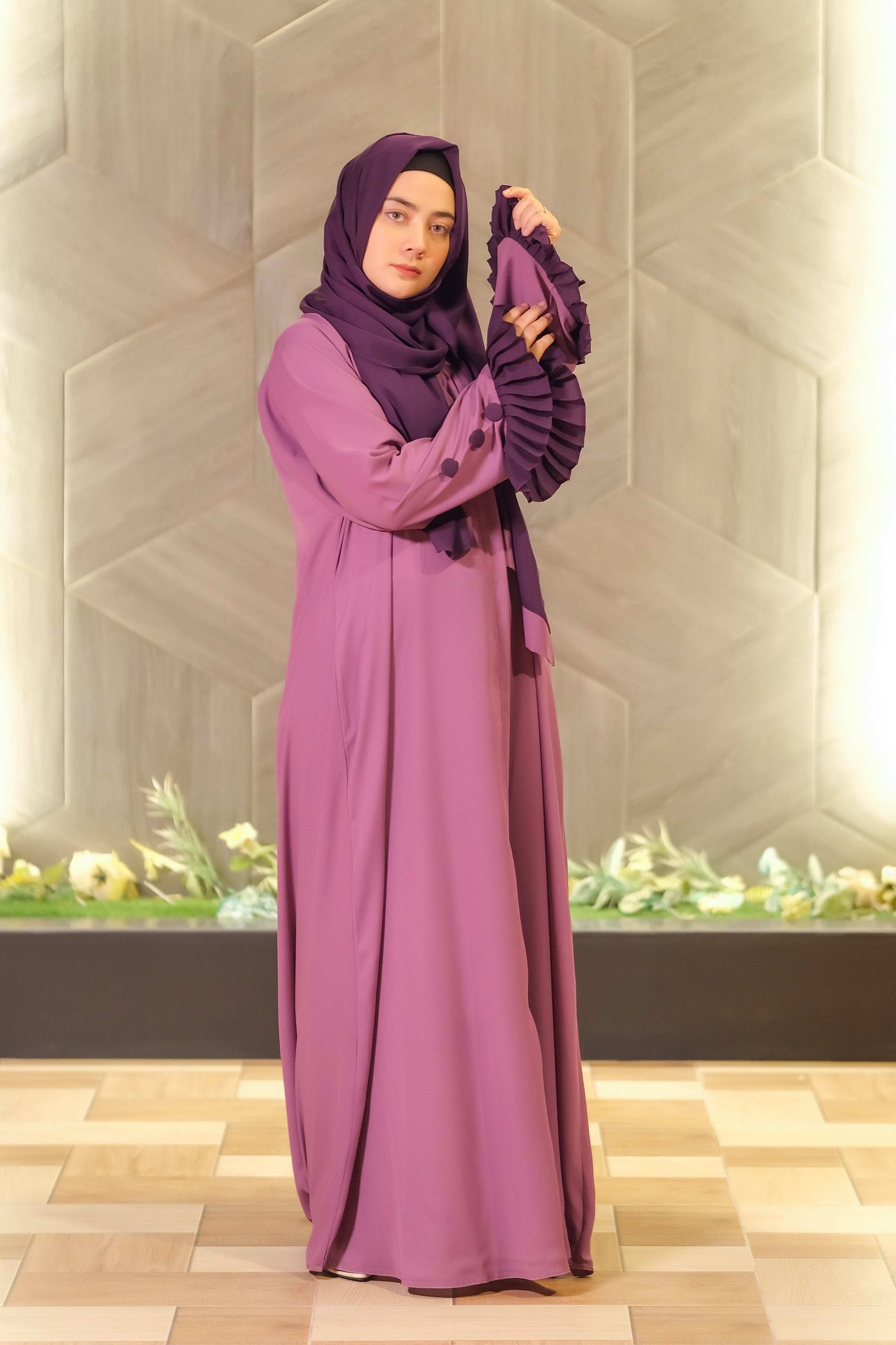 Lavender Dusk Abaya - Dhaagey 