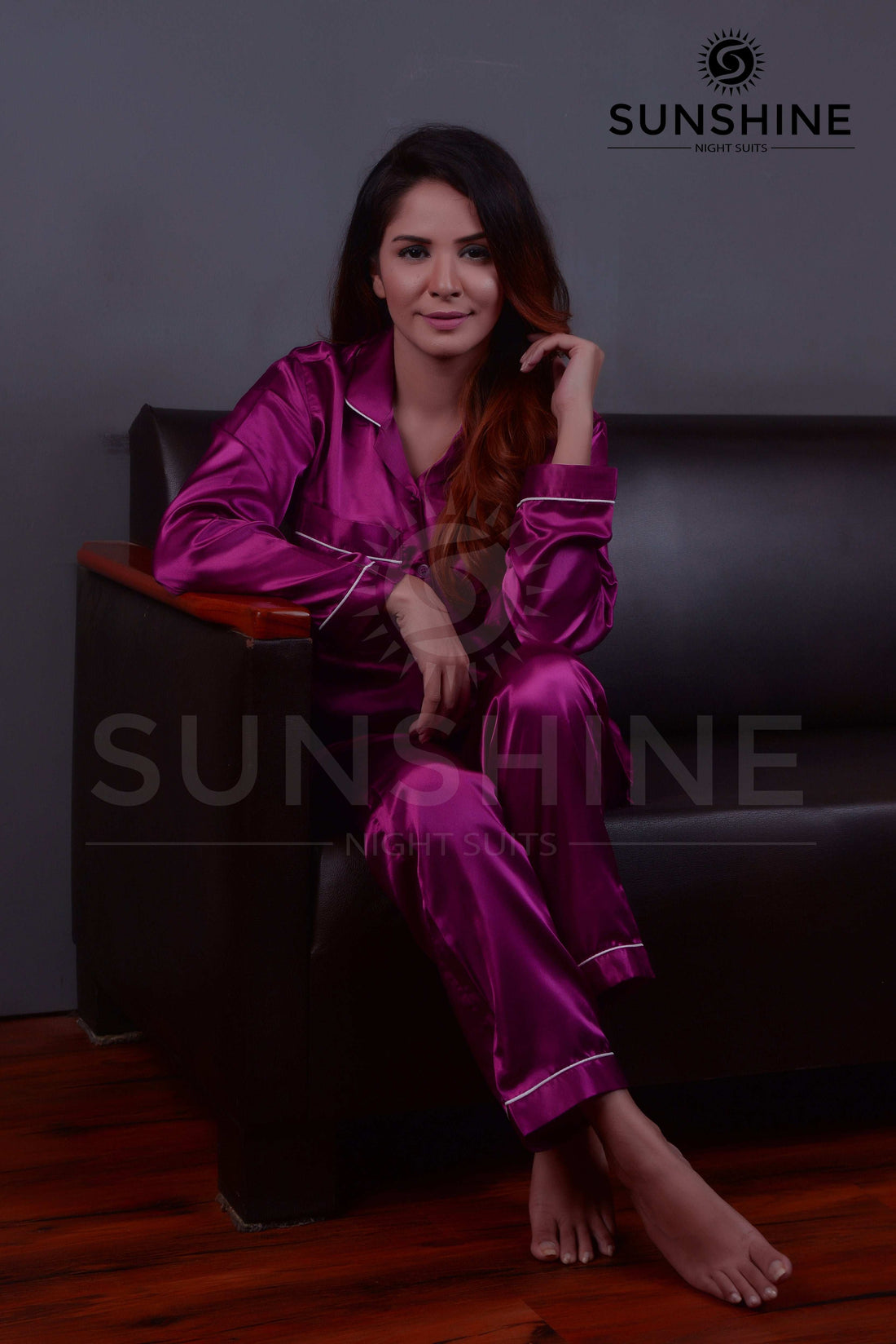 Magenta Silk Nightdress - Dhaagey 