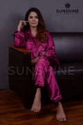 Magenta Silk Nightdress - Dhaagey 