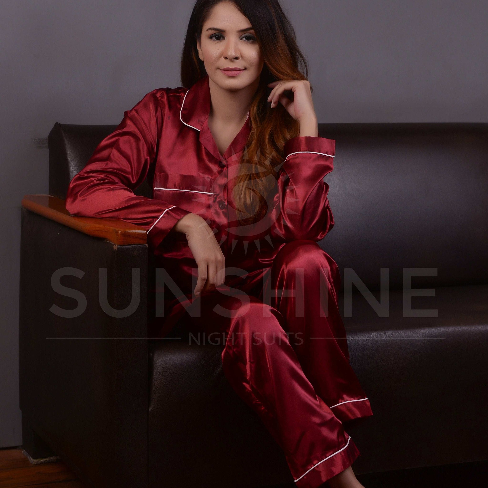 Maroon Silk Nightdress - Dhaagey 