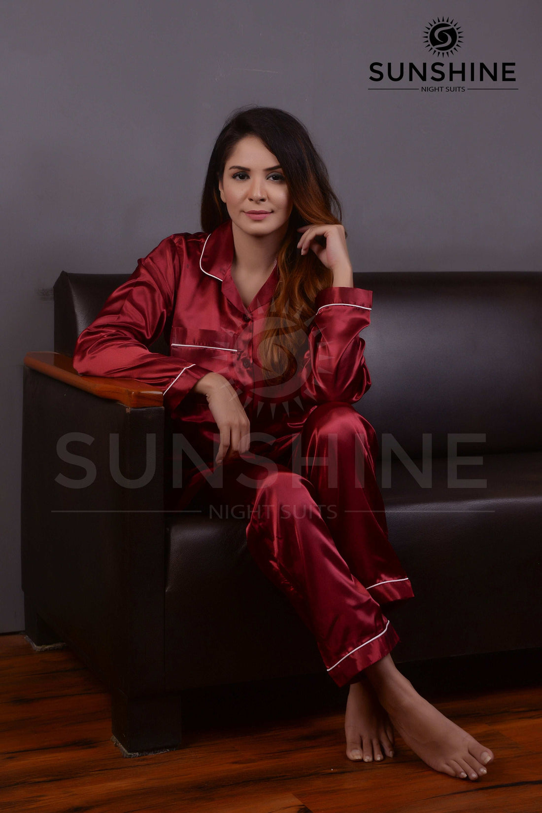 Maroon Silk Nightdress - Dhaagey 