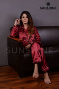 Maroon Silk Nightdress - Dhaagey 