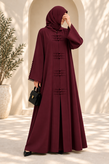 Maroon Serene Loop Abaya by Dhaagey