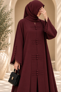 Maroon Serene Loop Abaya by Dhaagey