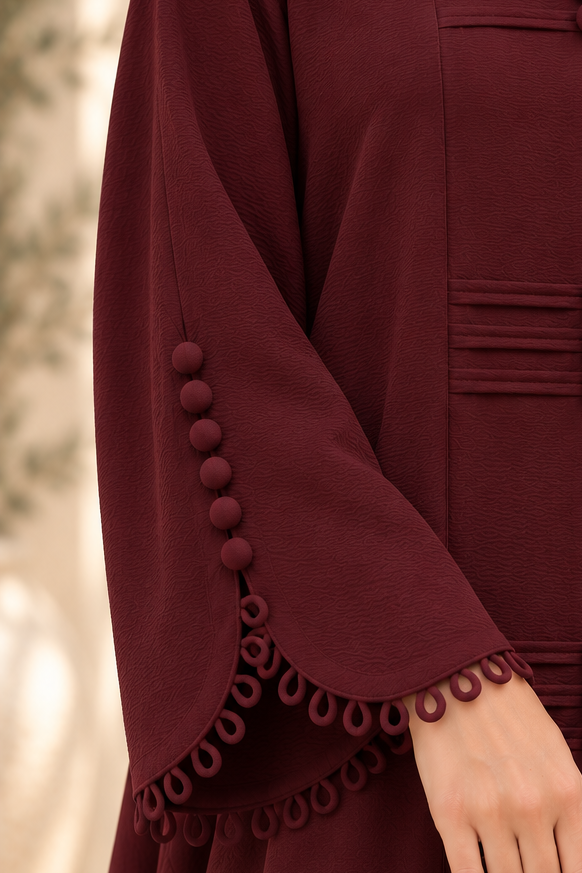 Maroon Serene Loop Abaya by Dhaagey