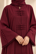 Maroon abaya with front and button detailing