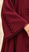 Maroon abaya with sleeve and loop detailing