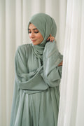 Mint Pleat Abaya - Dhaagey