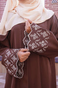 Mocha Bloom Abaya - Dhaagey 