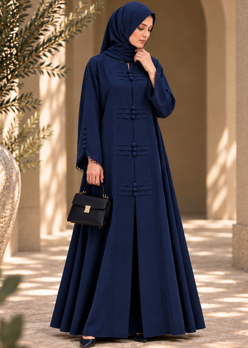Serene Navy Blue Loop Abaya Full by Dhaagey
