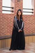 Noir Sport Stripe Abaya - Dhaagey 