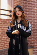 Noir Sport Stripe Abaya - Dhaagey 