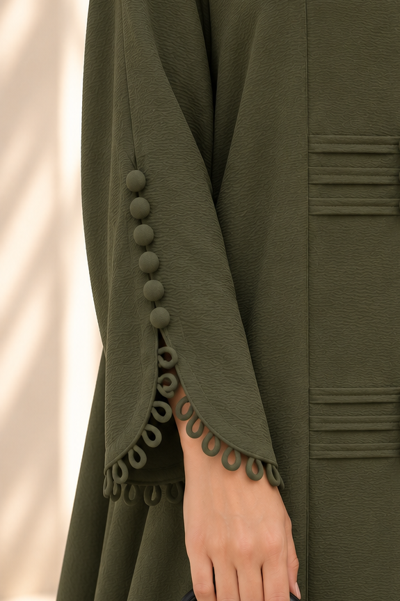 Olive Serene Loop Abaya by Dhaagey