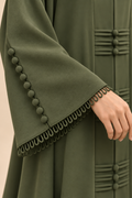 Olive abaya with sleeve and loop detailing