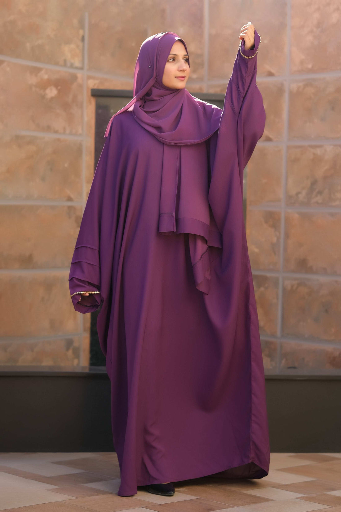 Purple Butterfly Abaya - Dhaagey 