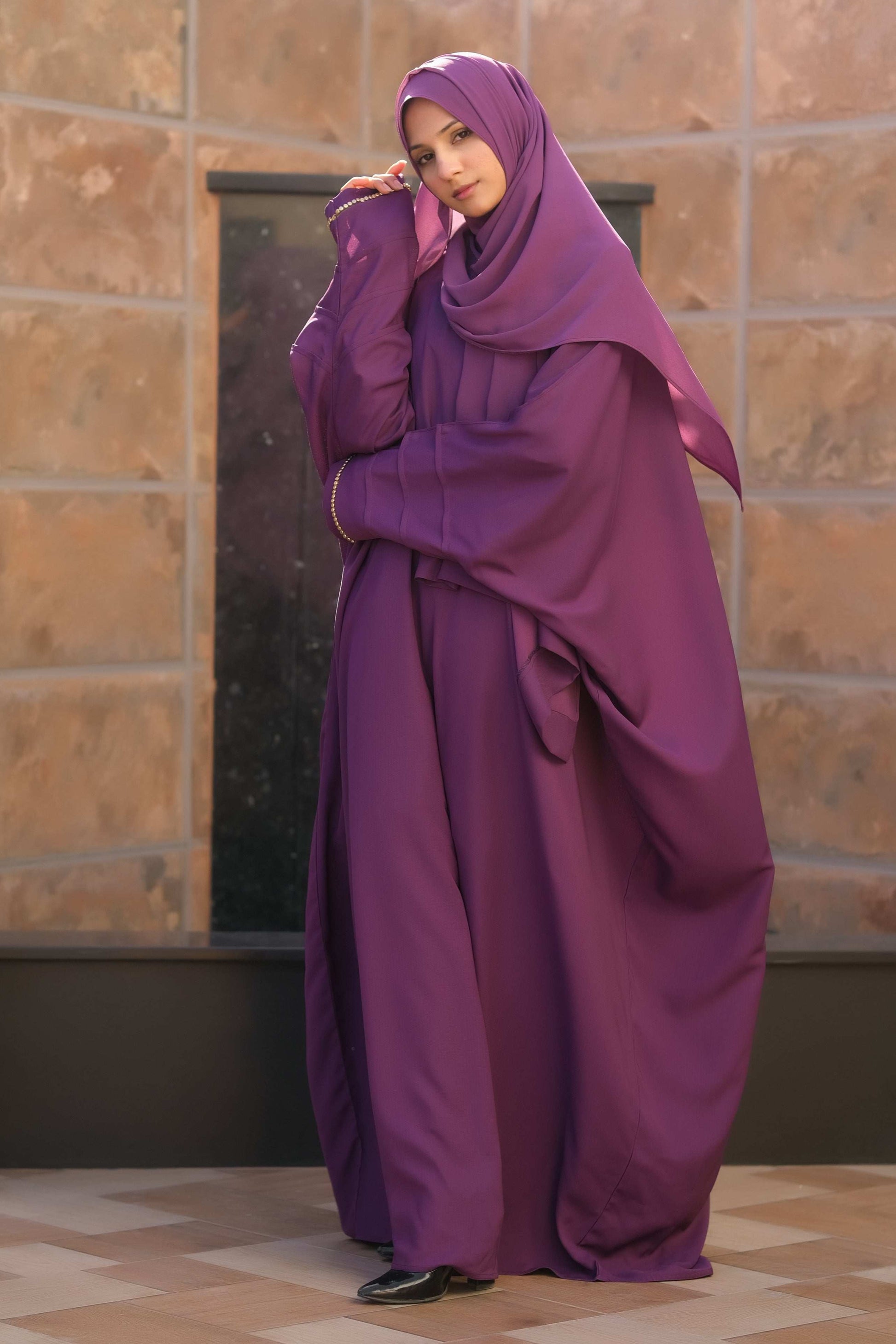 Purple Butterfly Abaya - Dhaagey 