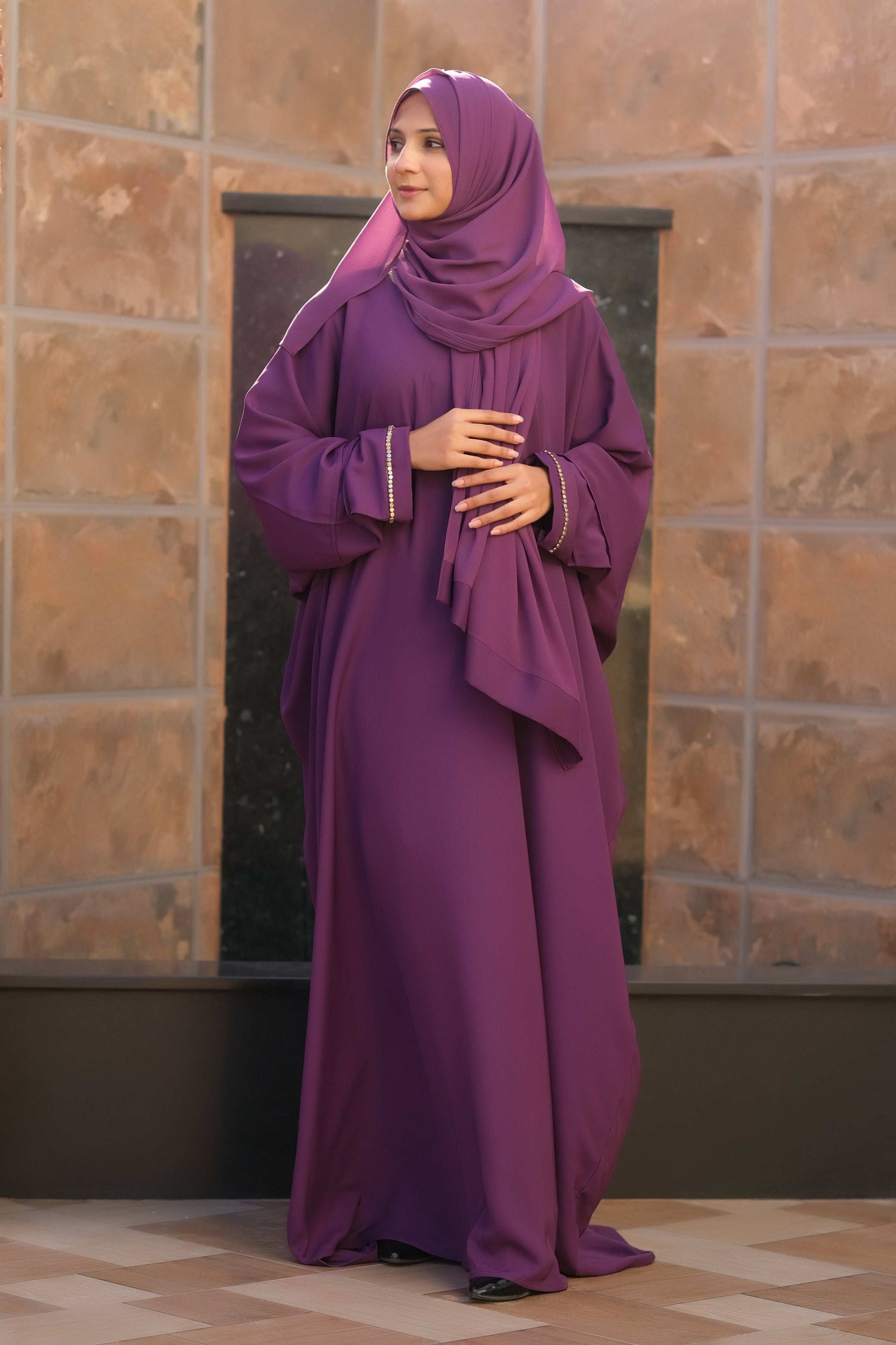 Purple Butterfly Abaya - Dhaagey 