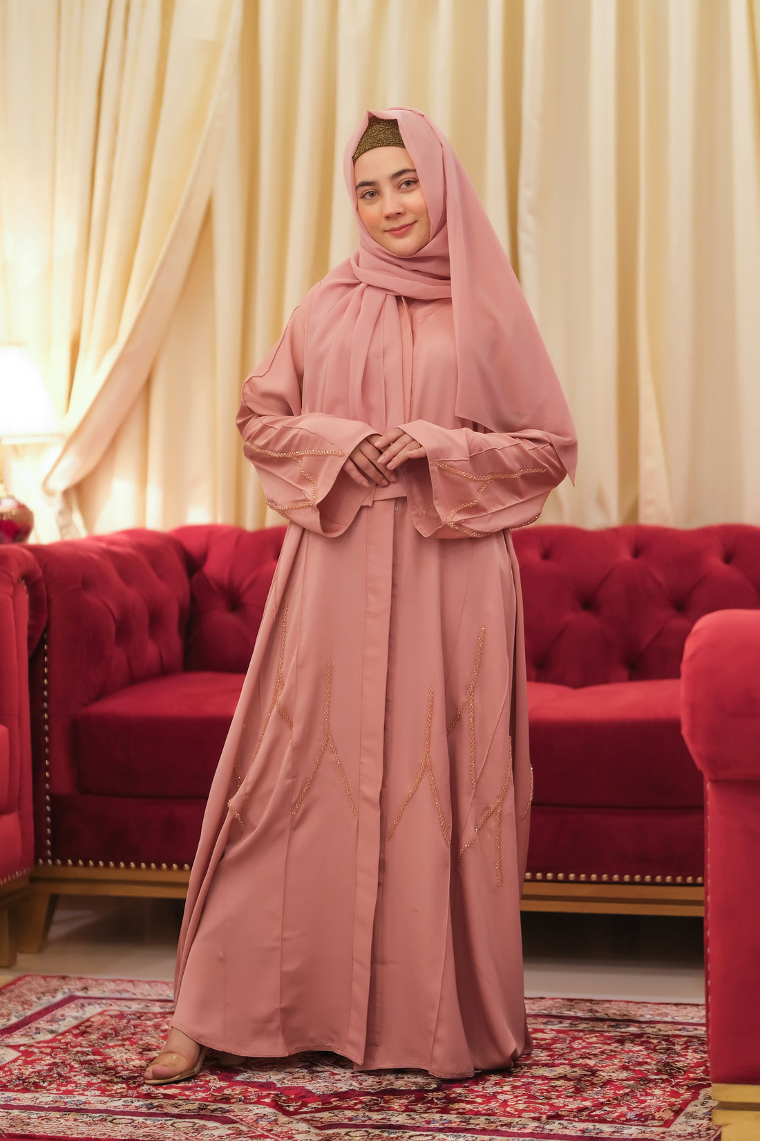 Rose Radiance Crystal Abaya