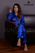 Royal Blue Silk Nightdress - Dhaagey 