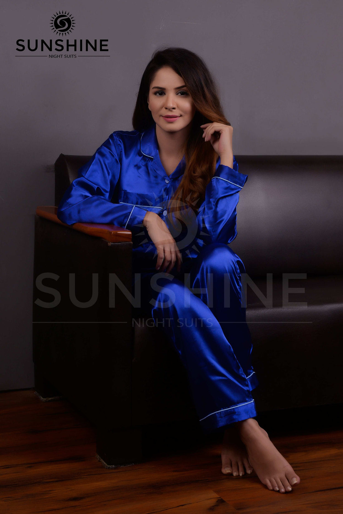 Royal Blue Silk Nightdress - Dhaagey 