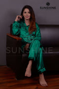 Sea Green Silk Nightdress - Dhaagey 