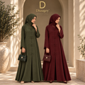 Serene Loop Abaya in Olive and Maroon