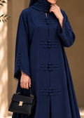 Serene Navy Blue Loop Abaya Front by Dhaagey