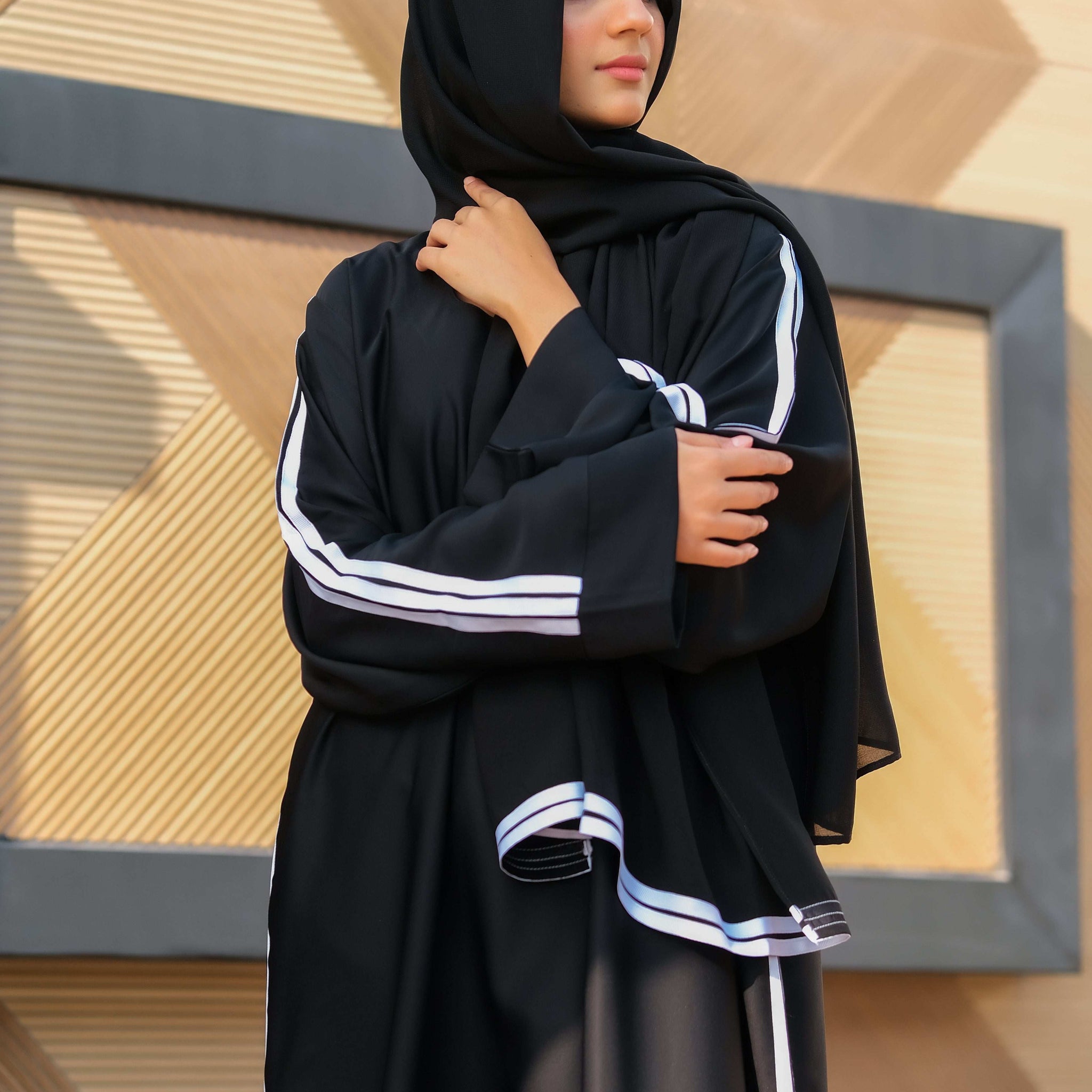 Timeless Striped Abaya - Dhaagey 