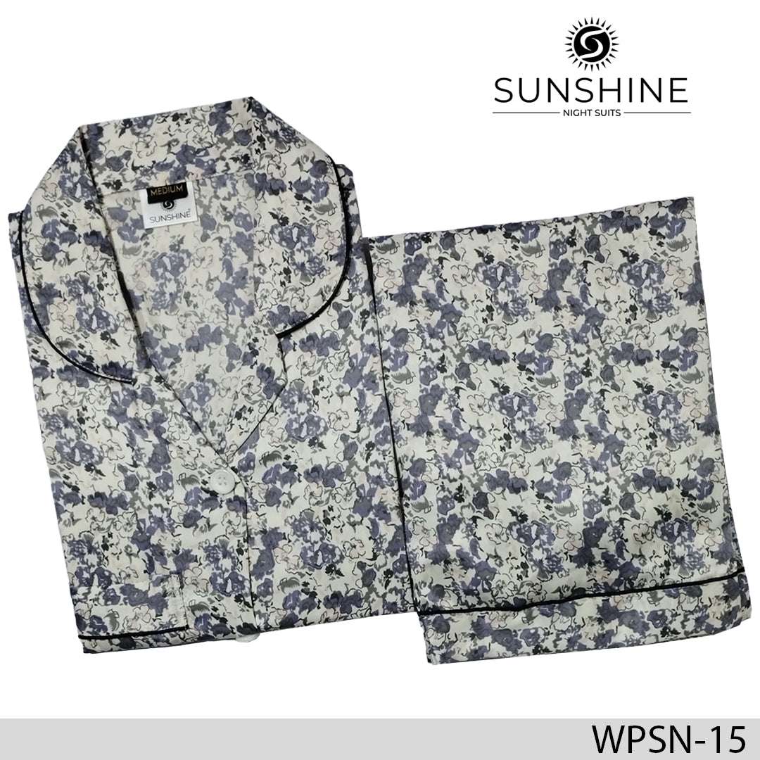 WPSN-15 Printed Silk Nightdress - Dhaagey 
