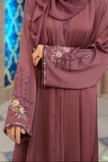 Dhaagey Evening Petal mauve abaya with matching hijab