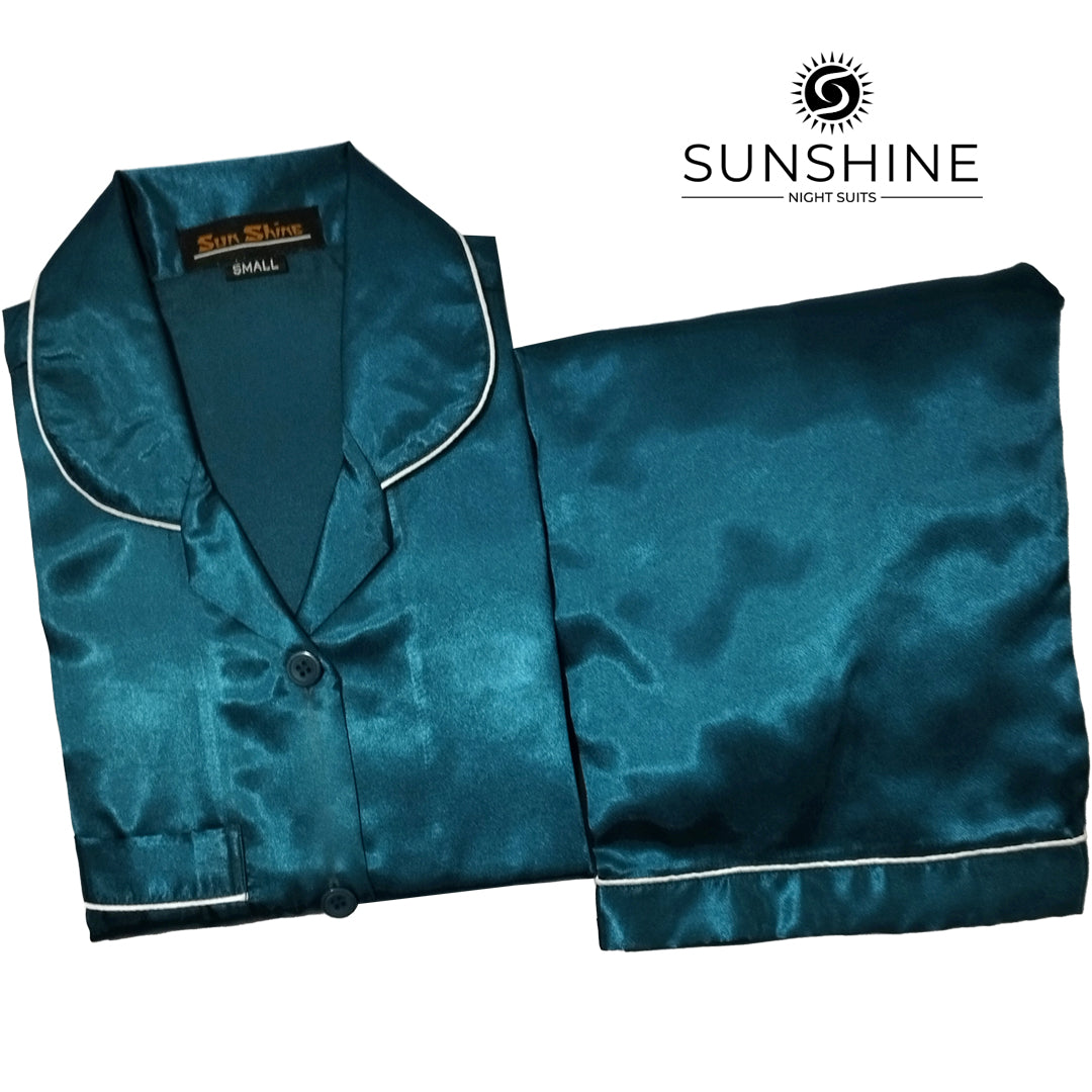 Teal Silk Nightdress - Dhaagey 