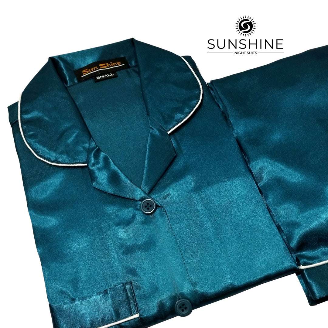 Teal Silk Nightdress - Dhaagey 